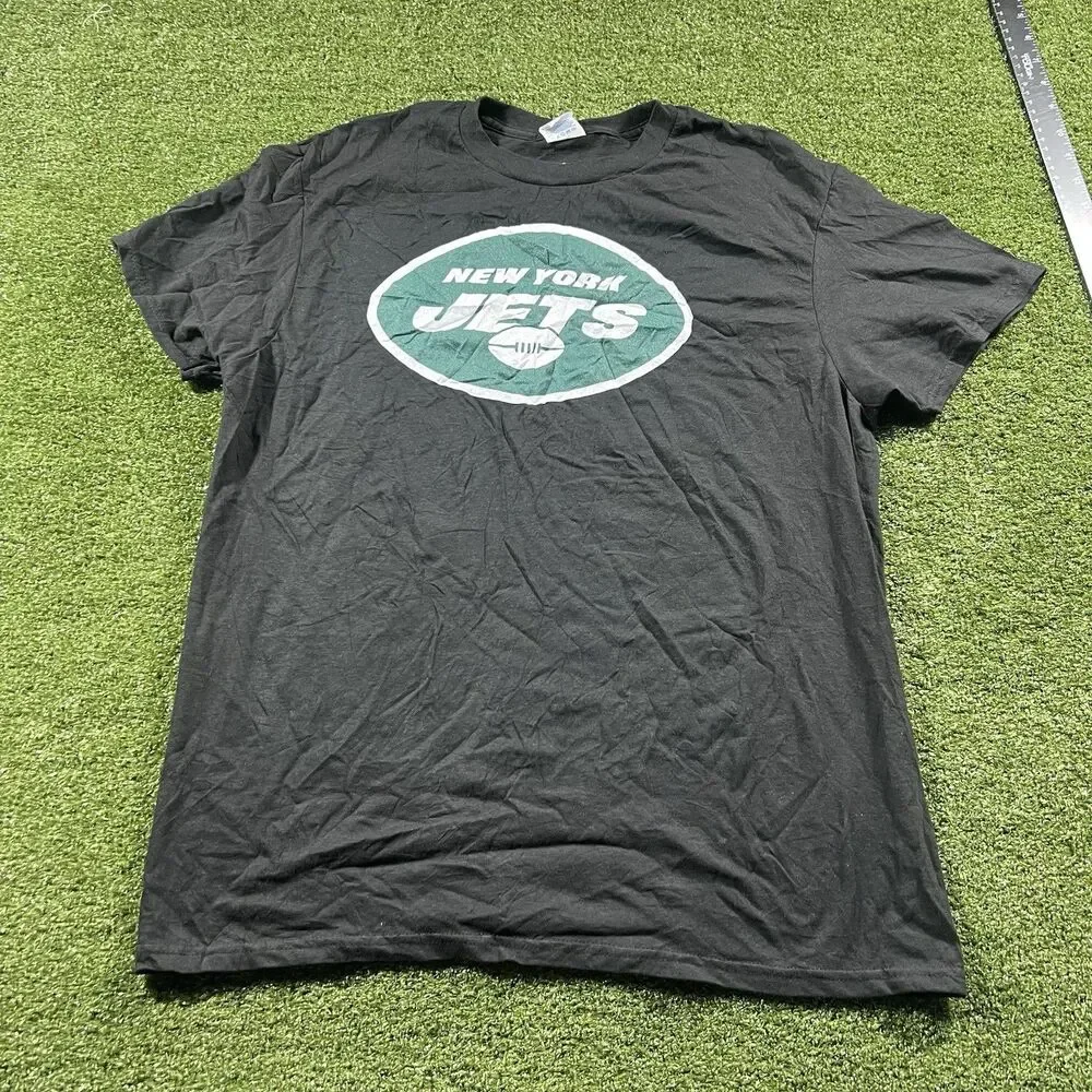 New York Jets Shirt Fanatics Men's Black Tee L Football NWOT